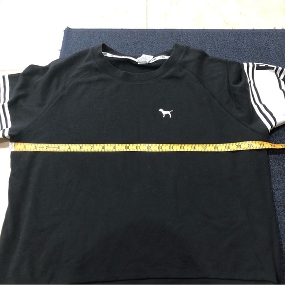 PINK Victoria’s Secret Black & White Striped Long Sleeve Crew Neck Size Large - Picture 7 of 8